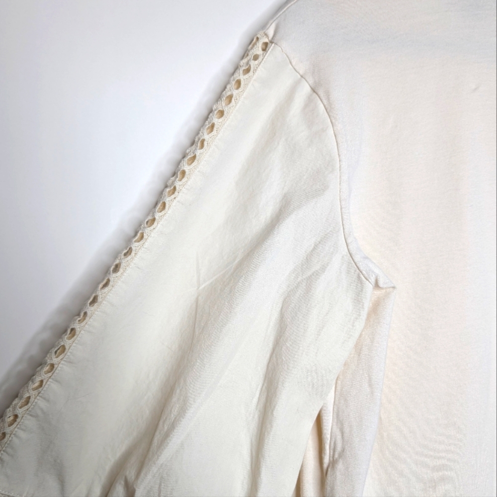 Banana Republic Off White Crotchet Balloon Sleeve Peasant Blouse Size Medium - Picture 13 of 16